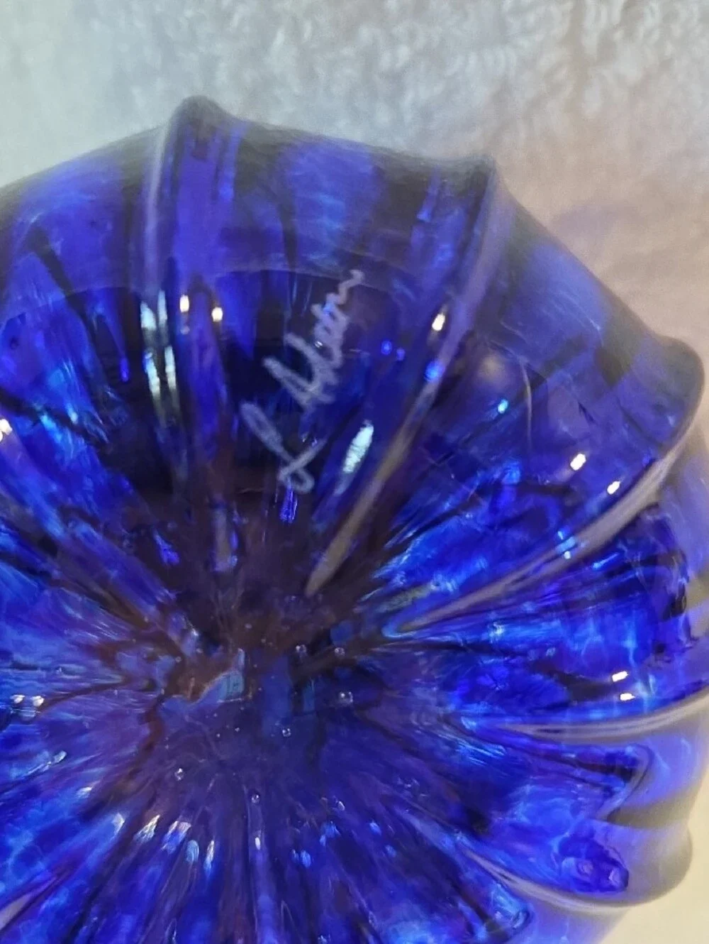 Luke Adams Glassblowing Studio Hand Blown Glass Pumpkin Cobalt Blue NWOT